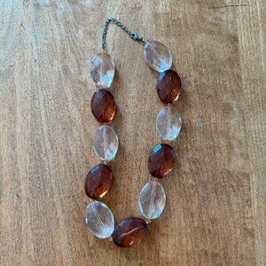Faceted Lucite Clear & Brown Vintage Necklace